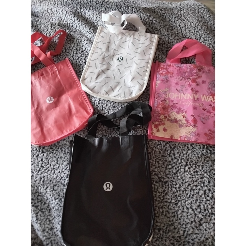 Lululemon & Johnny Was Reusable Tote Bag Lot of 4 Pink